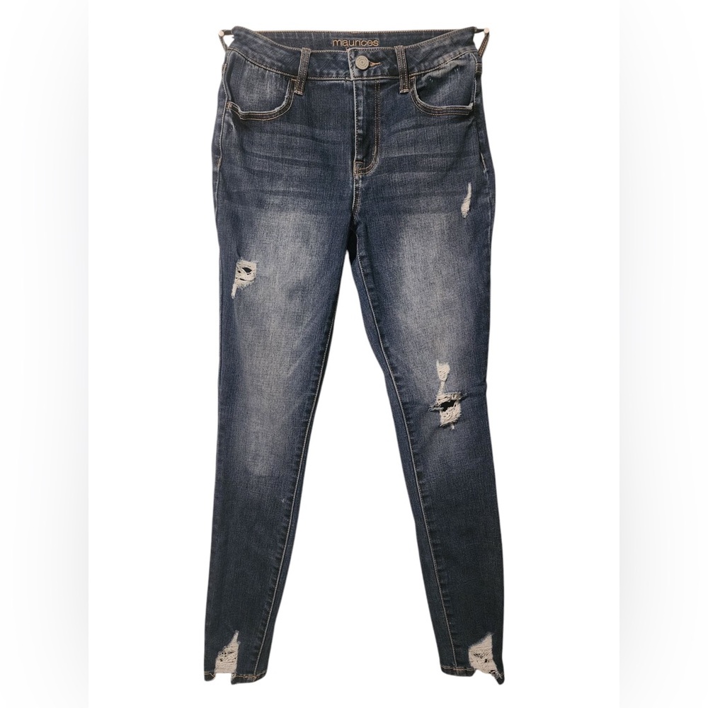 Maurices Blue Skinny Jeans Distressed Denim